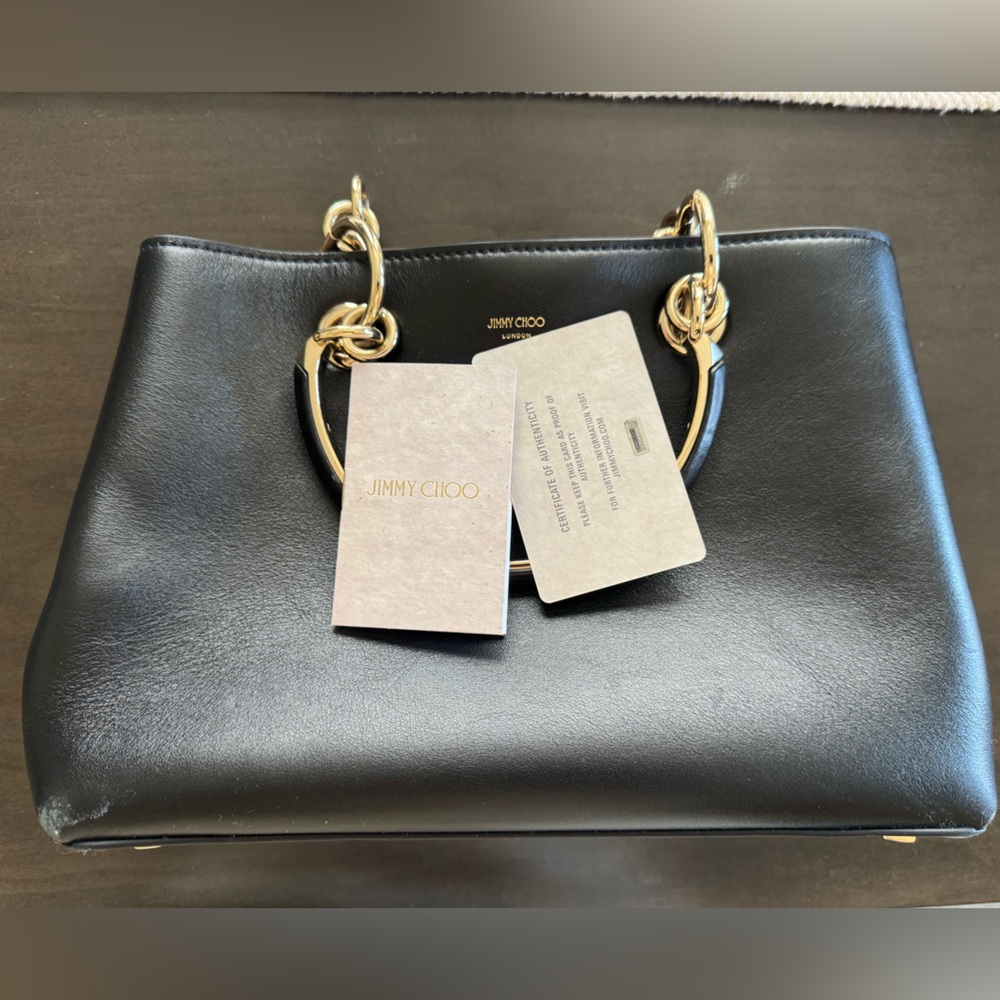 Jimmy Choo Black Satchel with Gold Accents - Picture 2 of 7